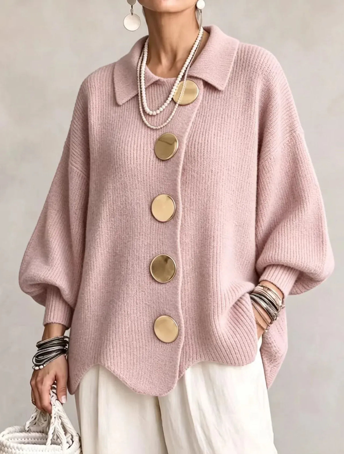Victoire | Cárdigan oversize con botones grandes dorados
