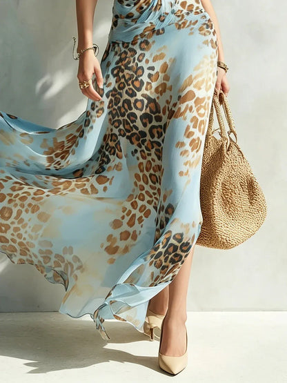 Desiree | Vestido largo glamuroso con estampado animal