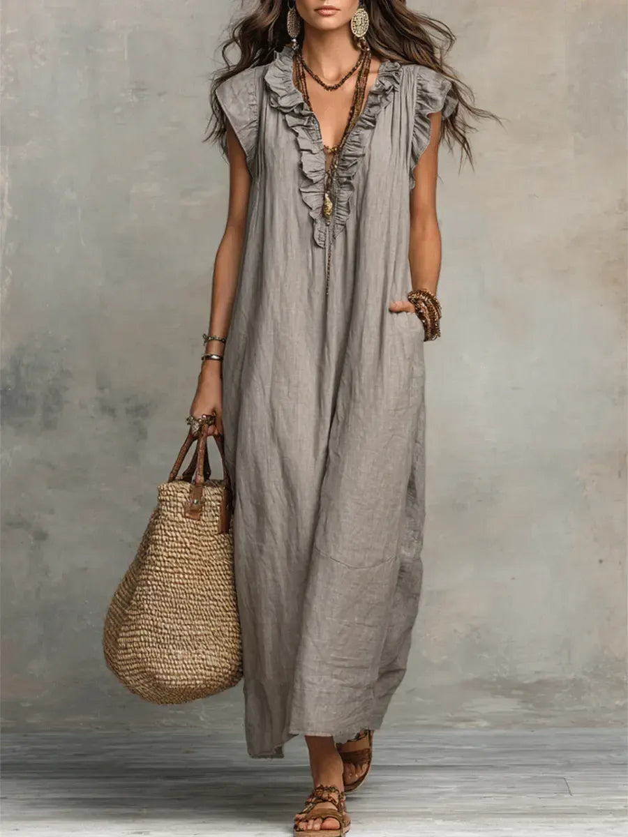 Chiara | Vestido largo bohemio con escote en V