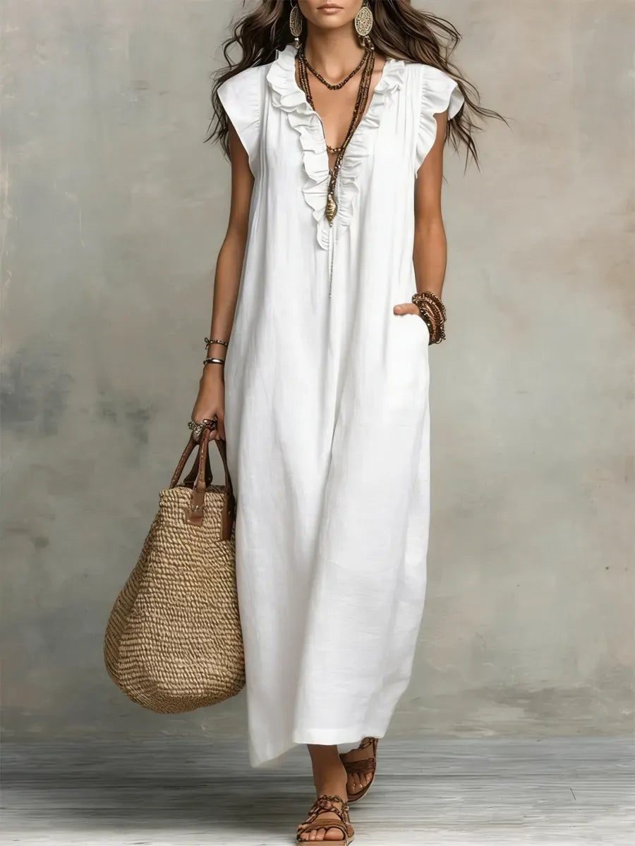 Chiara | Vestido largo bohemio con escote en V