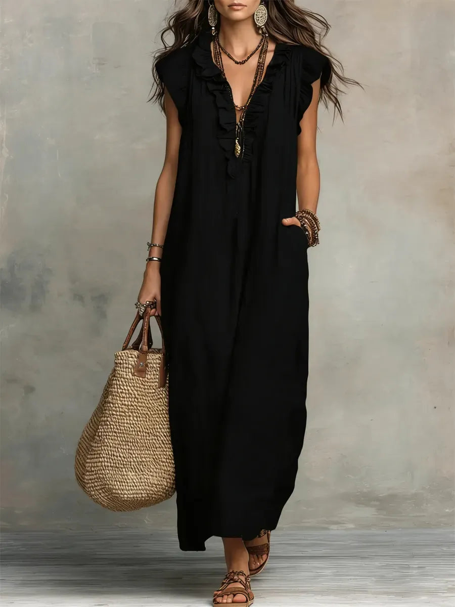 Chiara | Vestido largo bohemio con escote en V
