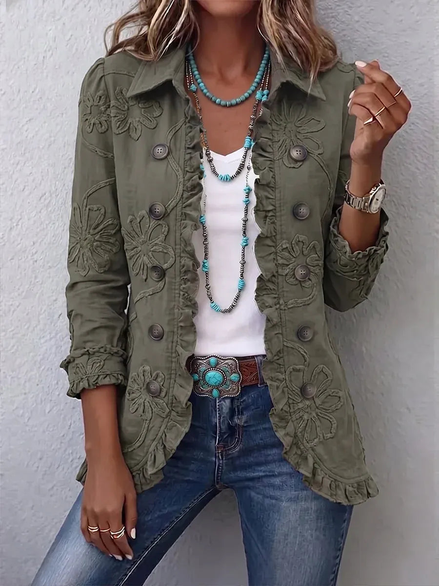 Kamberly | Chaqueta con volantes y bordados florales de estilo boho-chic