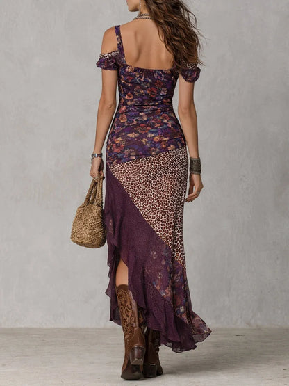 Vestido largo con estampado de leopardo
