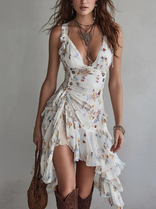 Vestido mini de viscosa con tirantes finos