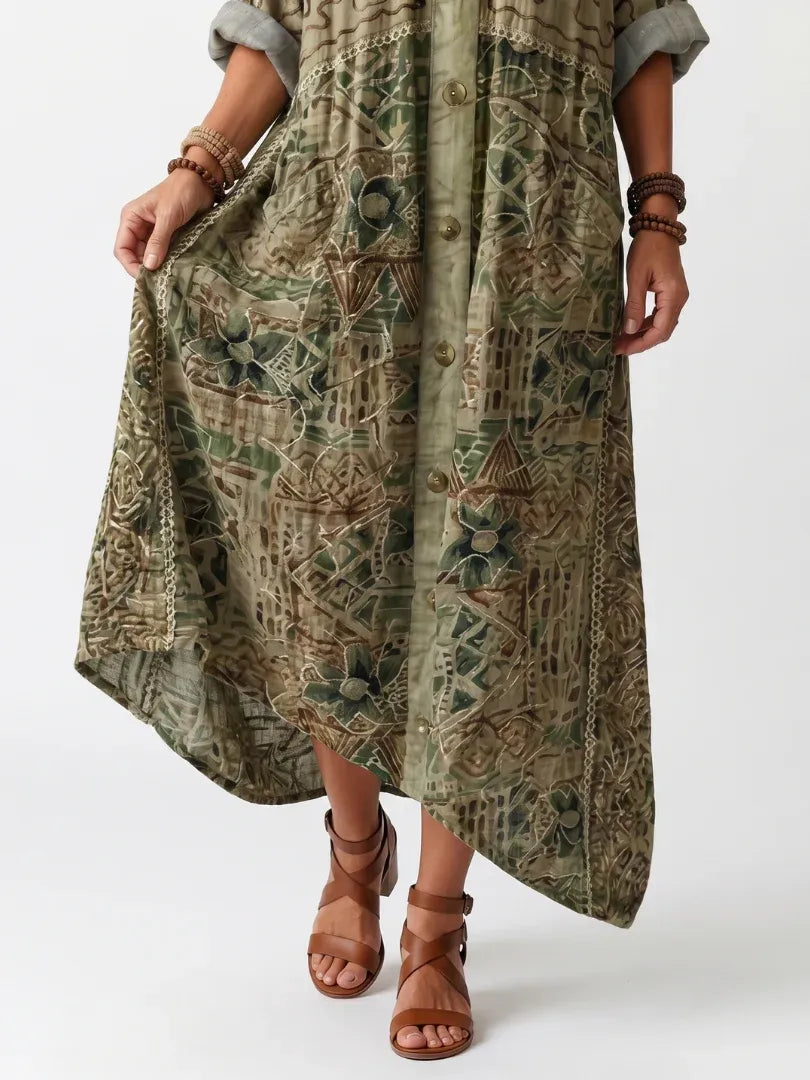 Aleta | Vestido midi oversize con botones en la parte delantera y bolsillos