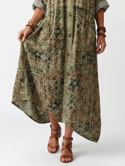 Aleta | Vestido midi oversize con botones en la parte delantera y bolsillos