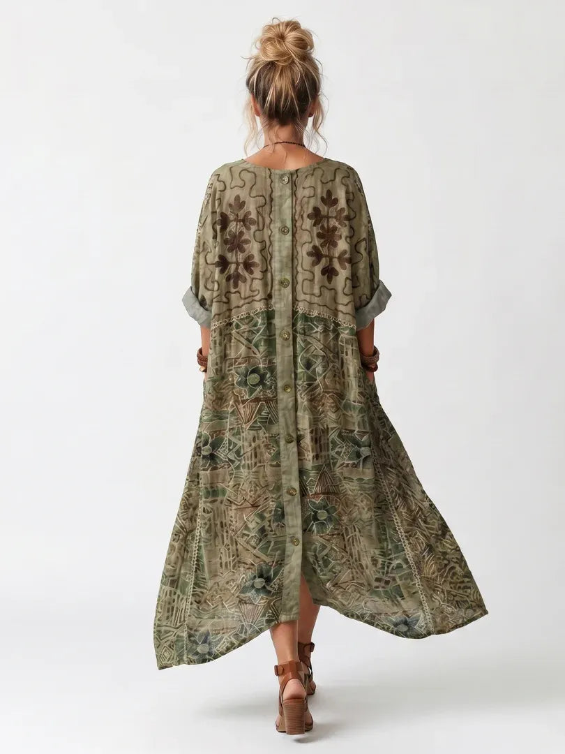 Aleta | Vestido midi oversize con botones en la parte delantera y bolsillos