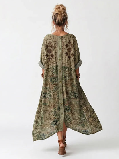 Aleta | Vestido midi oversize con botones en la parte delantera y bolsillos