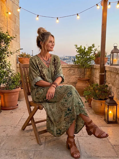Aleta | Vestido midi oversize con botones en la parte delantera y bolsillos